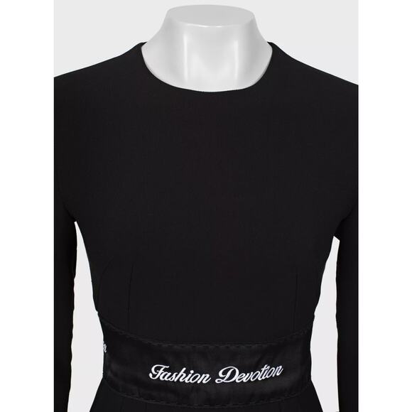 Dolce & Gabbana Black Wool Embroidered Midi Dress Sz36/XXS - Picture 4 of 4